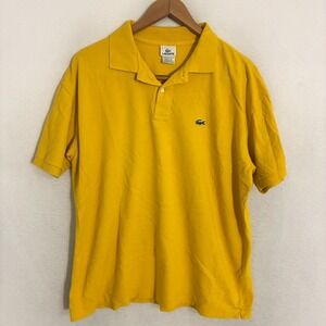Lacoste Polo Shirt Men Size 7 (2XL) Yellow Embroidered Croc Logo Preppy Tennis